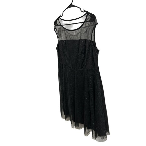 Candalite Black Sleeveless Glitter Mesh Overlay Dress Size XXL Whimsygoth Fairy - Picture 3 of 9